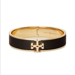 Tory Burch Kira Logo Goldtone & Enamel Hinged Cuff Bracelet